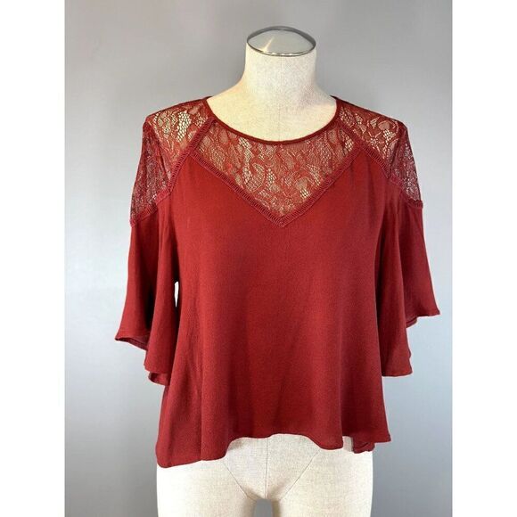 ASTR Lace Yolk Top in Rust Size L - Picture 1 of 4